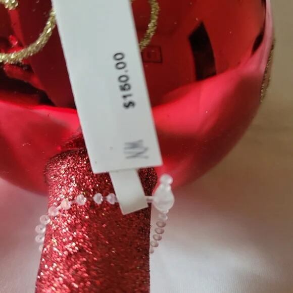 NEIMAN MARCUS Glass Finial Tree Topper 16in Christmas Red Green Holly Berry NEW - Picture 4 of 4